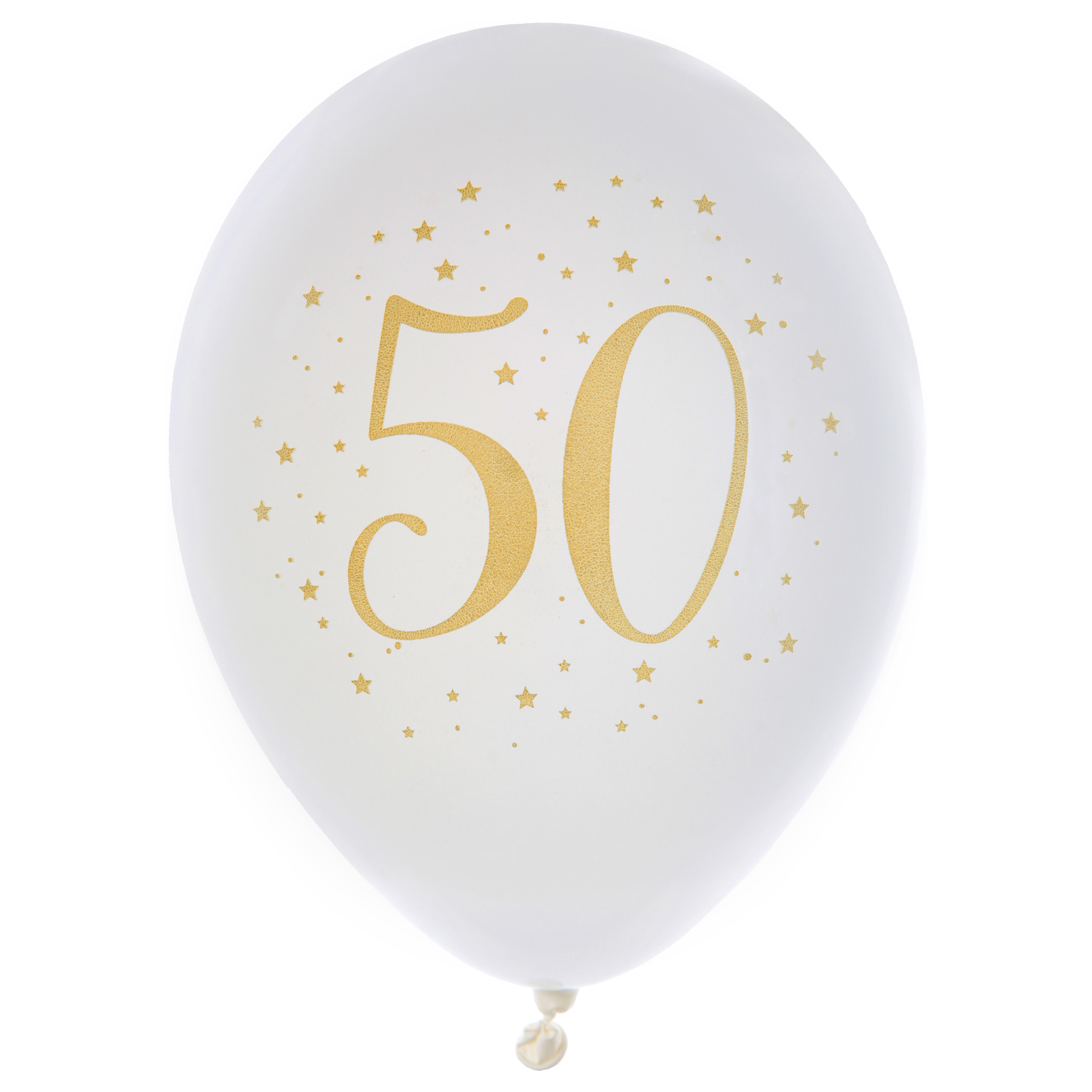 Verjaardag leeftijd ballonnen 50 jaar 8x wit-goud 23 cm Abraham-Sarah feestartikelen