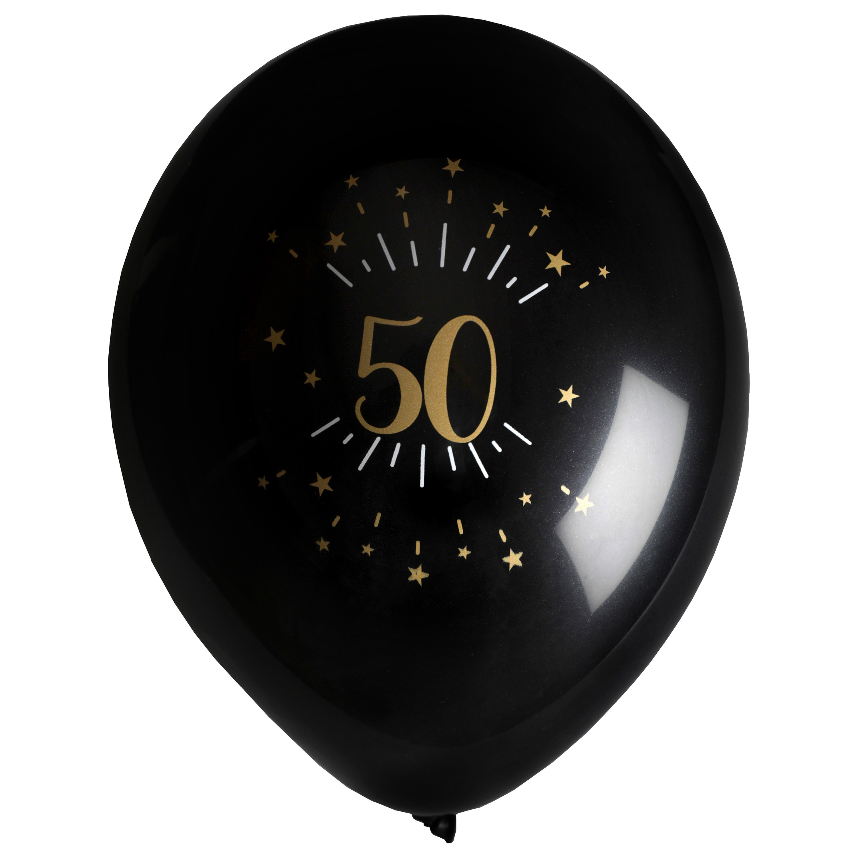 Verjaardag leeftijd ballonnen 50 jaar 8x zwart-goud 23 cm Abraham-Sarah feestartikelen