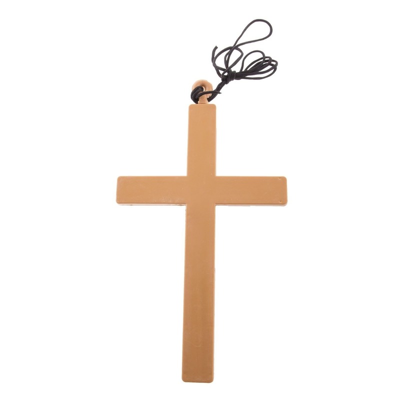 Verkleed artikel nonnen-priester ketting met groot kruis 23 cm