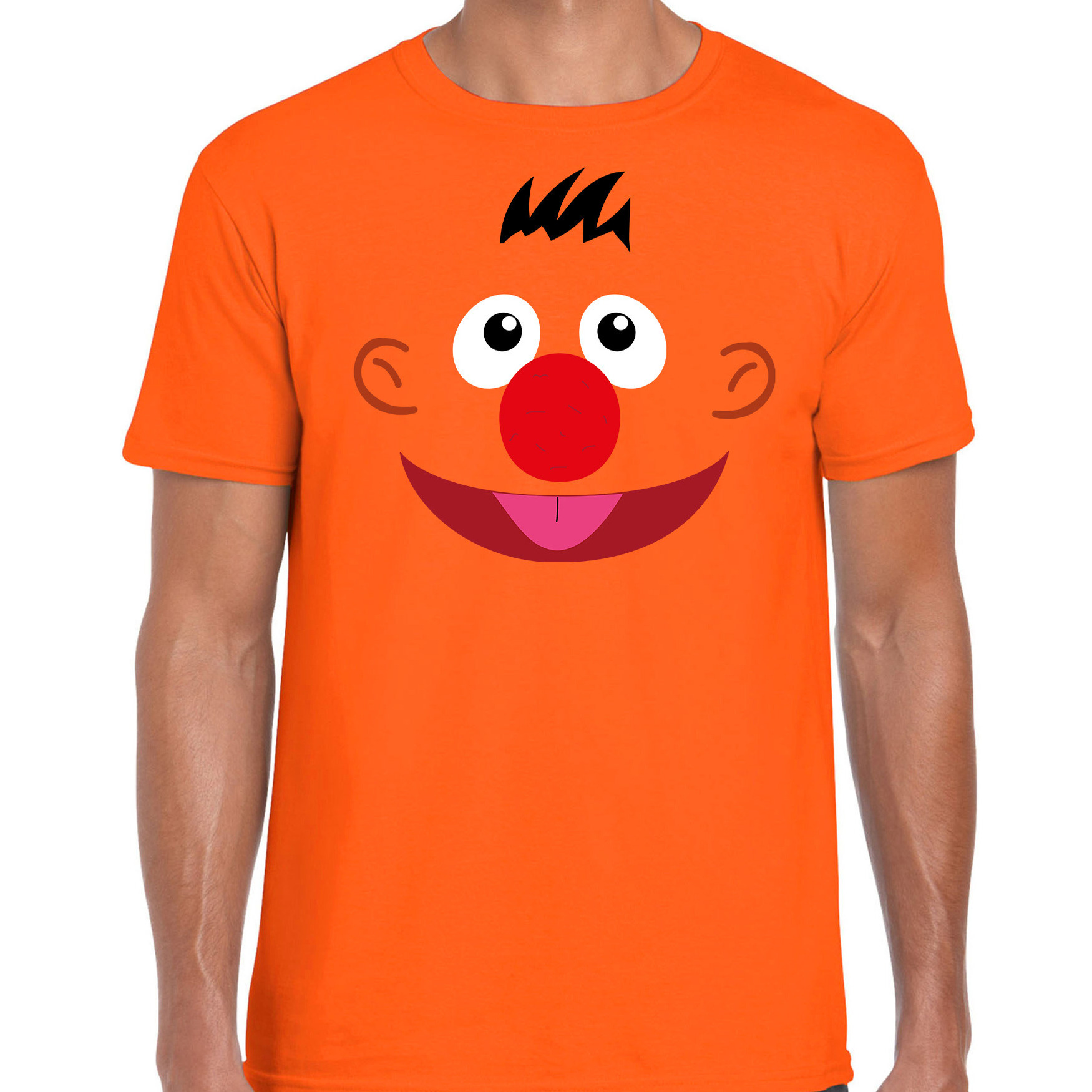 Verkleed-carnaval t-shirt oranje cartoon knuffel pop voor heren Verkleed-kostuum shirts