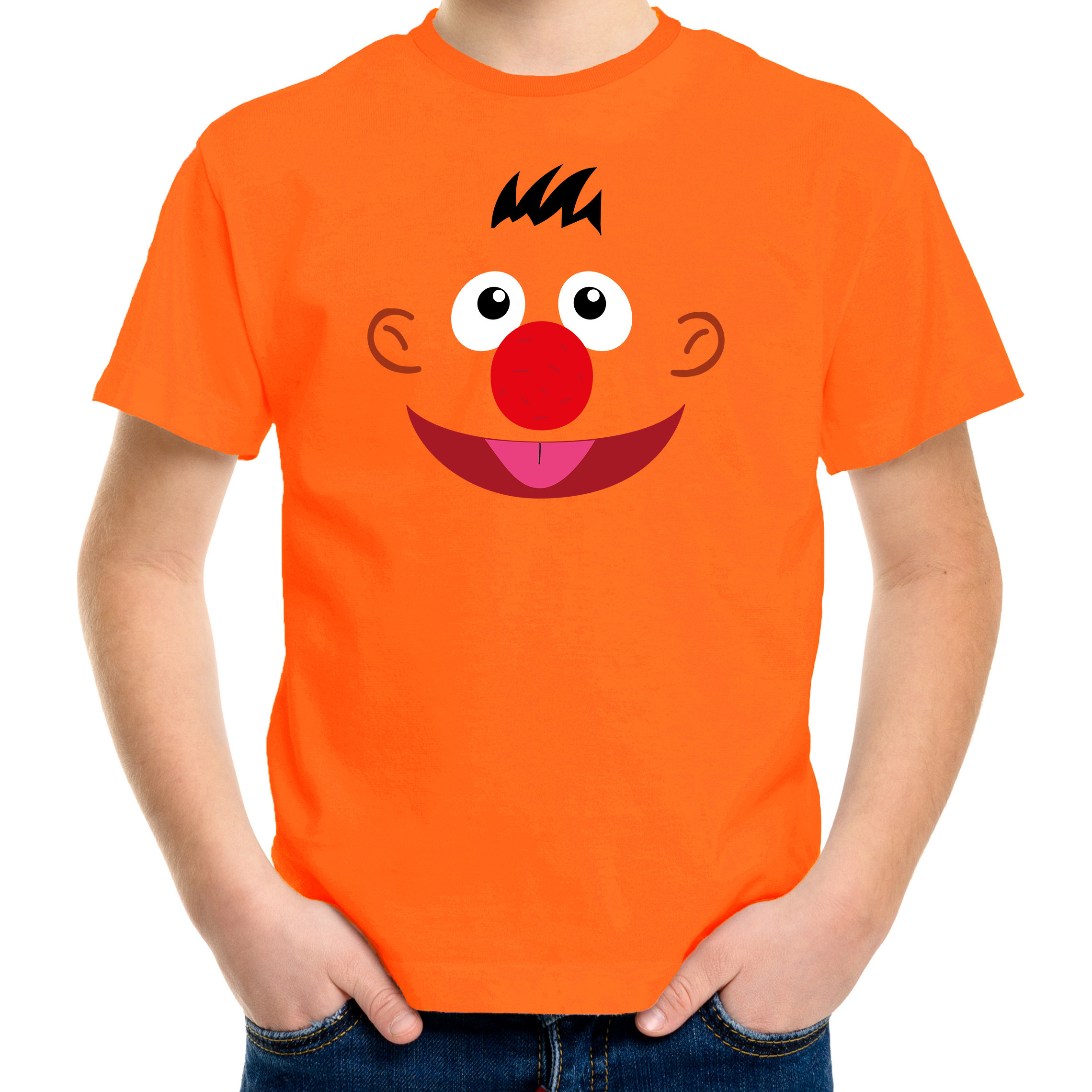 Verkleed-carnaval t-shirt oranje cartoon knuffel pop voor kinderen Verkleed-kostuum shirts