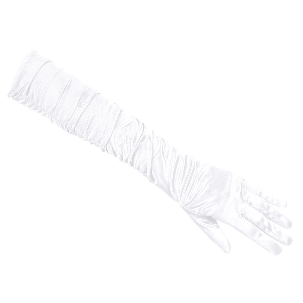 Verkleed handschoenen voor dames lang model polyester wit one size maat M-L