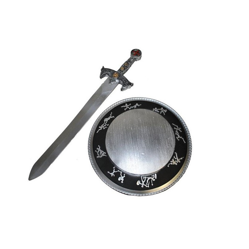 Verkleed speelgoed wapens set Middeleeuws-ridder-vikingen zwaard 58 cm en schild 32 cm