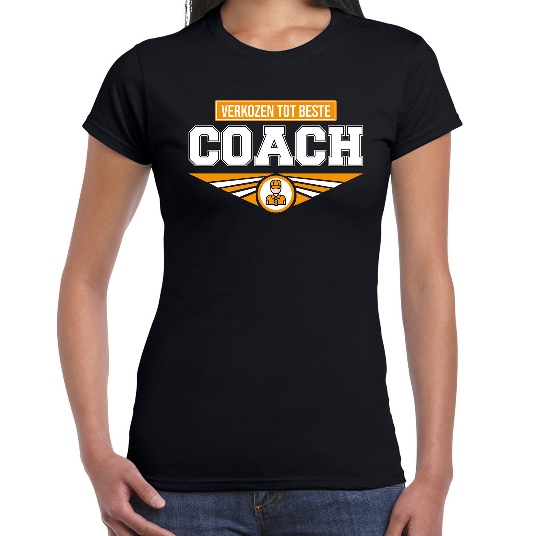 Verkozen tot beste coach t-shirt zwart dames Cadeau shirt