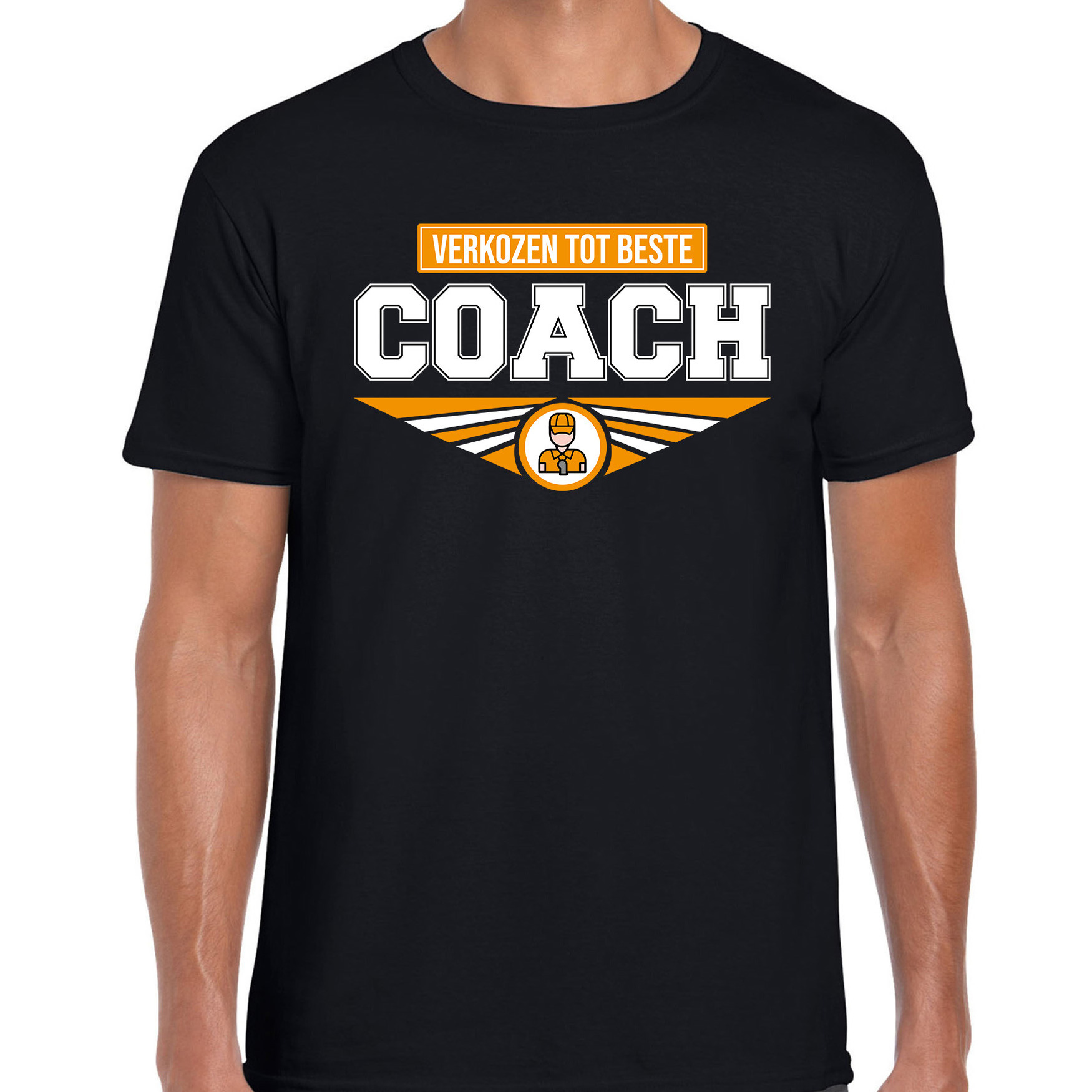 Verkozen tot beste coach t-shirt zwart heren beroepen shirt