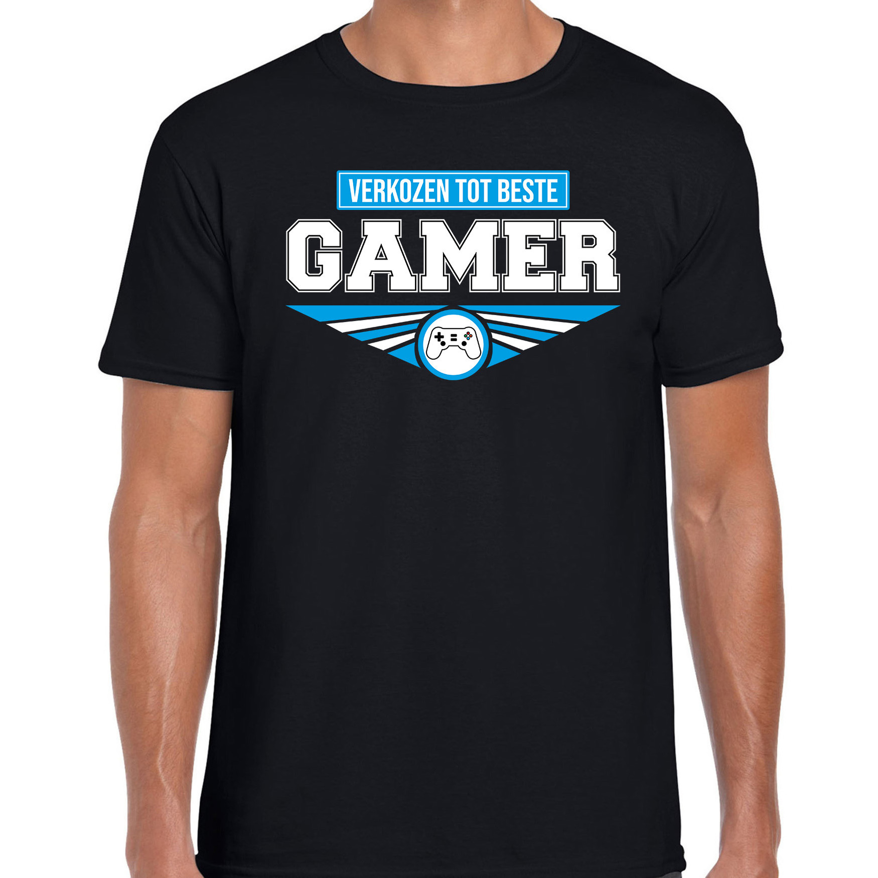 Verkozen tot beste gamer t-shirt zwart heren Cadeau shirt
