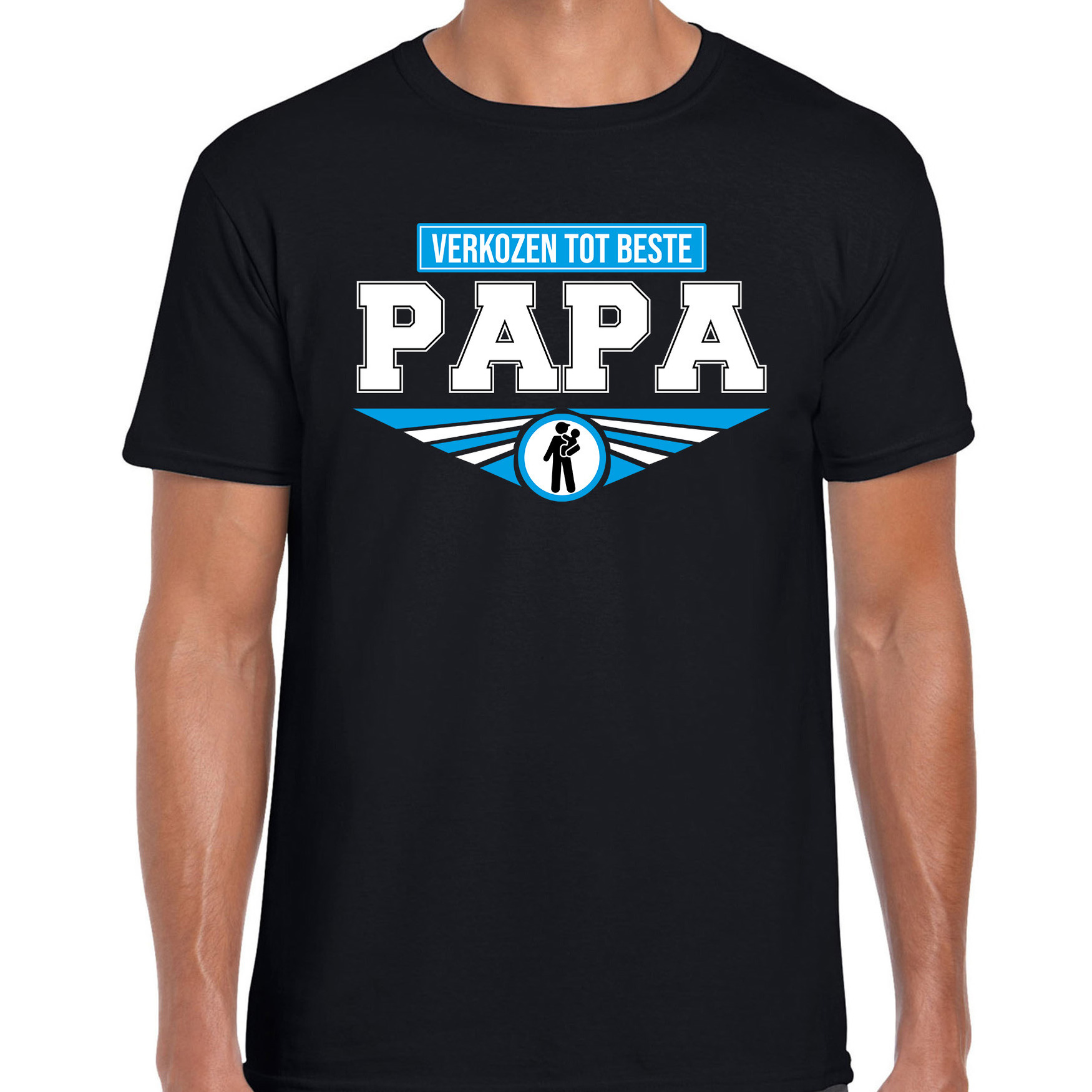 Verkozen tot beste papa t-shirt zwart heren Vaderdag-verjaardag shirt