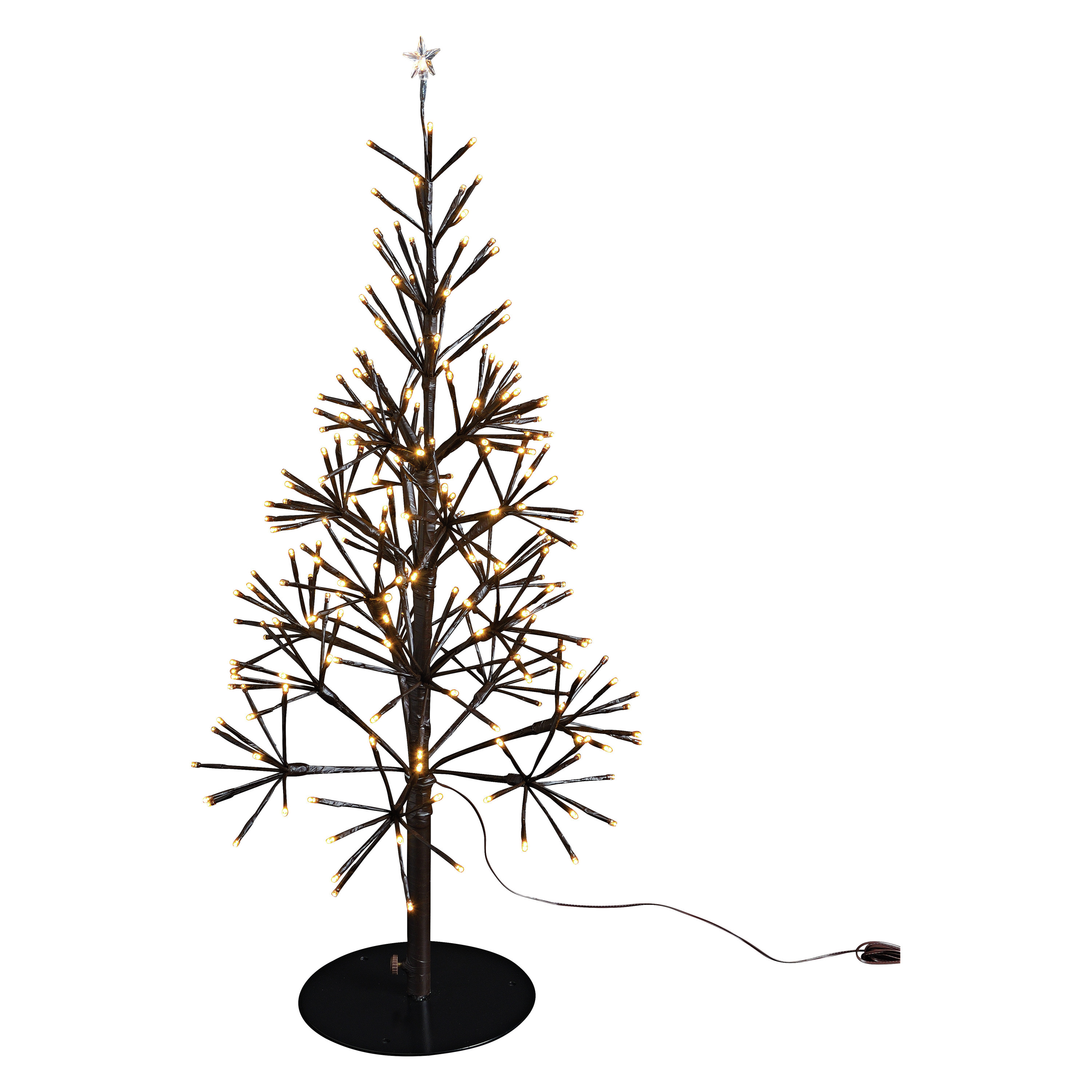 Verlichte figuren bruine lichtboom-kunststof boom-kerstboom met 380 led lichtjes 108 cm