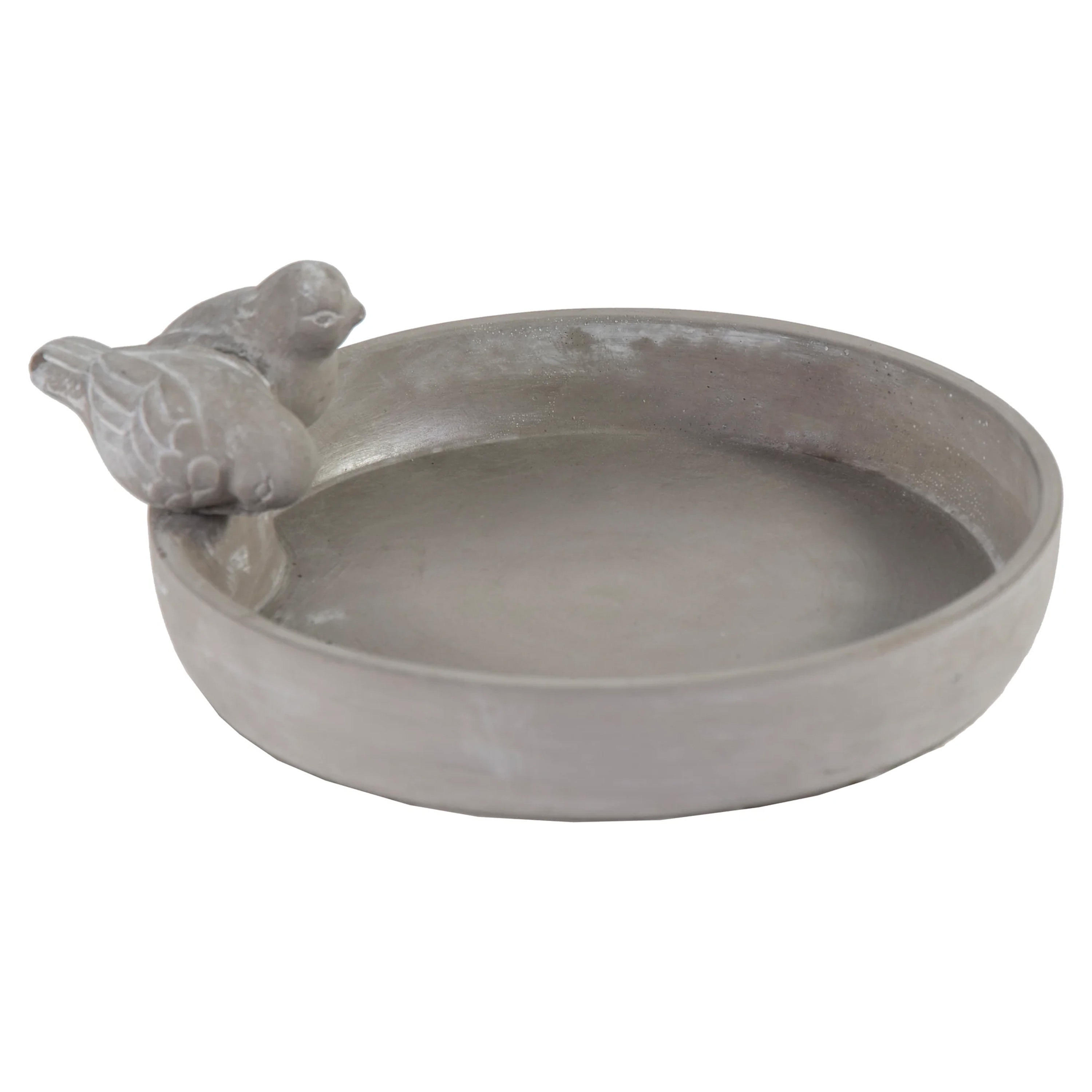 Vogelbad-voederschaal grijs cement D28 x H5 cm drinkschaal voor tuinvogel