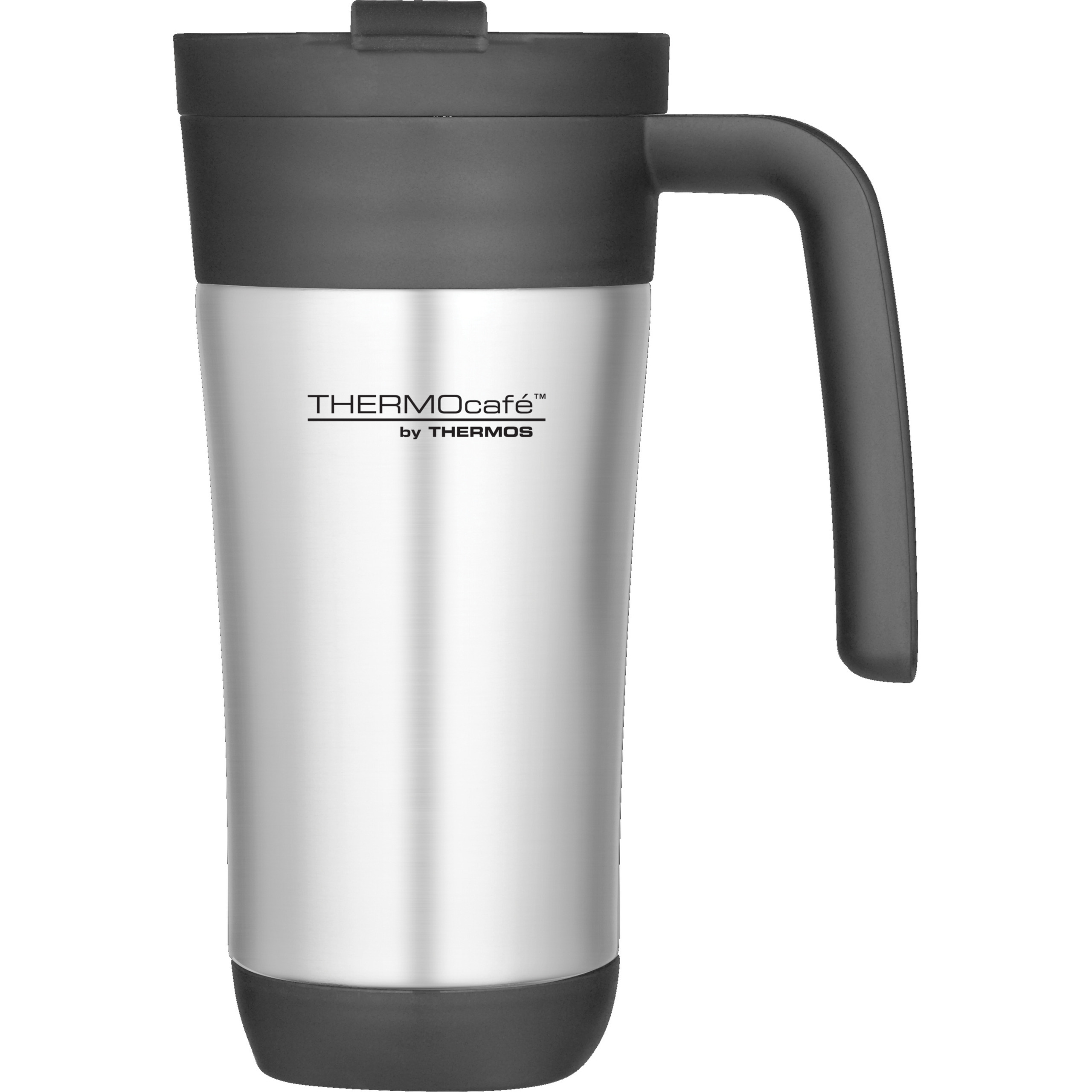 Warmhoudbeker-thermos isoleer koffiebeker-mok RVS zilver-zwart 425 ml