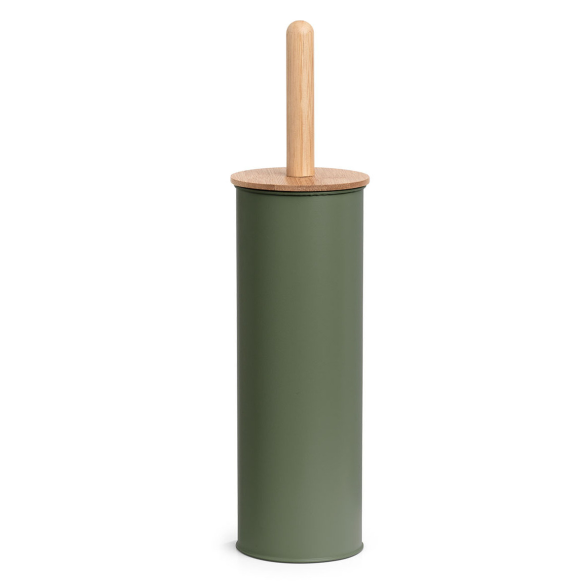 WC-Toiletborstel in houder bamboe hout salie groen H38 x D10 cm