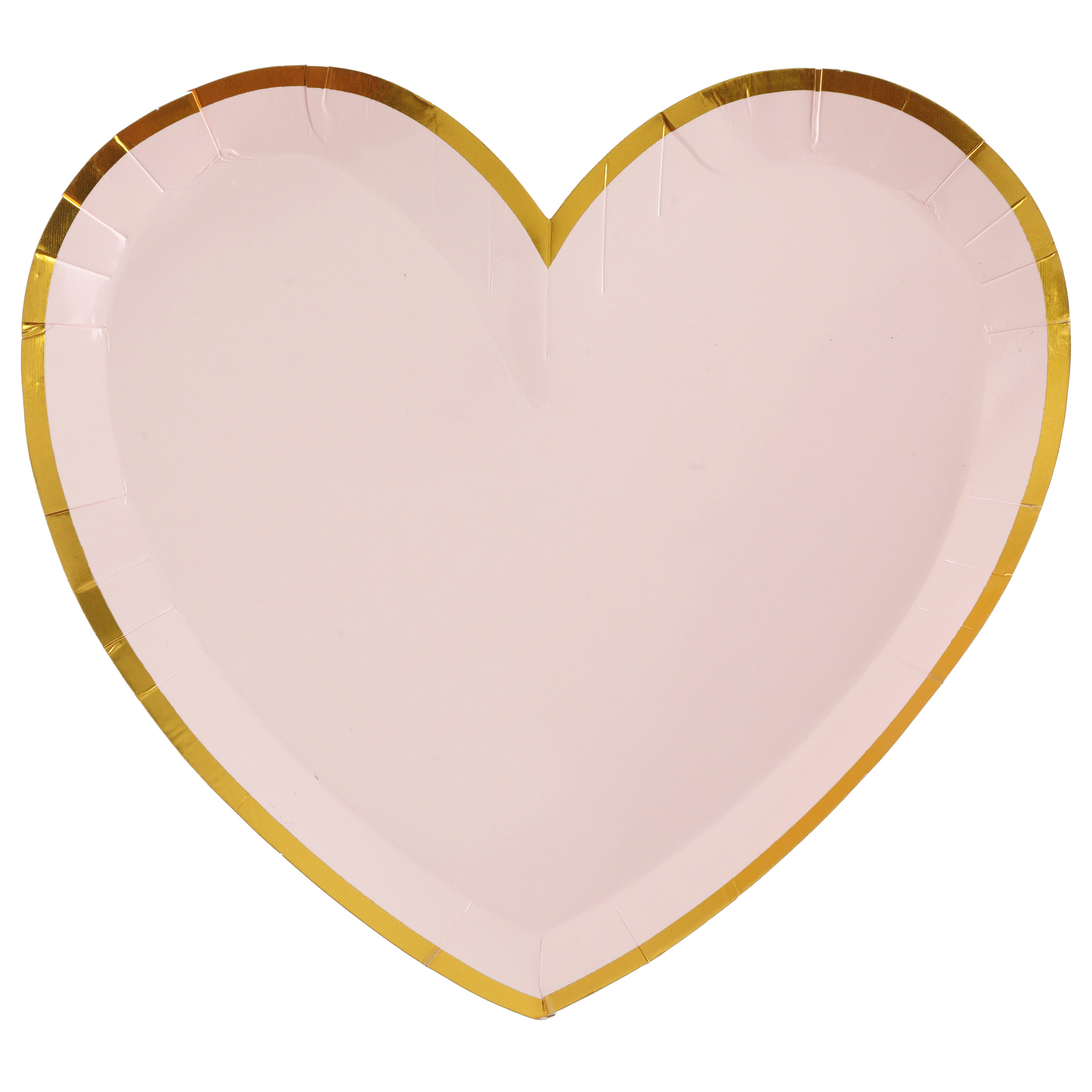Wegwerpbordjes hartje - Babyshower meisje - 10x stuks - 23 cm - roze/goud
