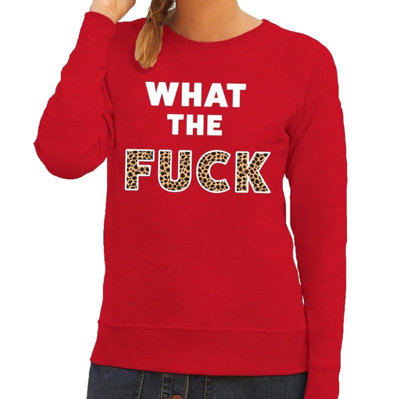 What the Fuck tijger print tekst sweater rood voor dames