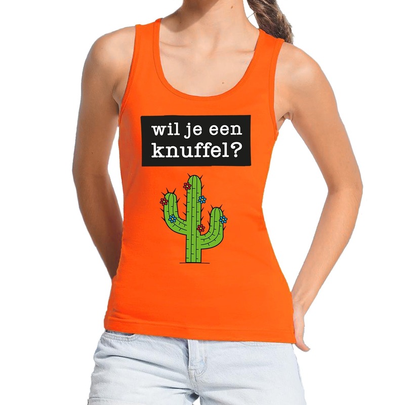 Wil je een Knuffel tekst tanktop-mouwloos shirt oranje dames