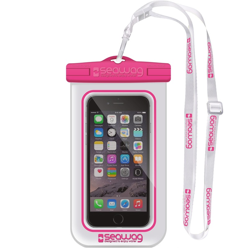 Wit/roze smartphone/mobiele telefoon hoesje waterproof/waterbestendig met polsband