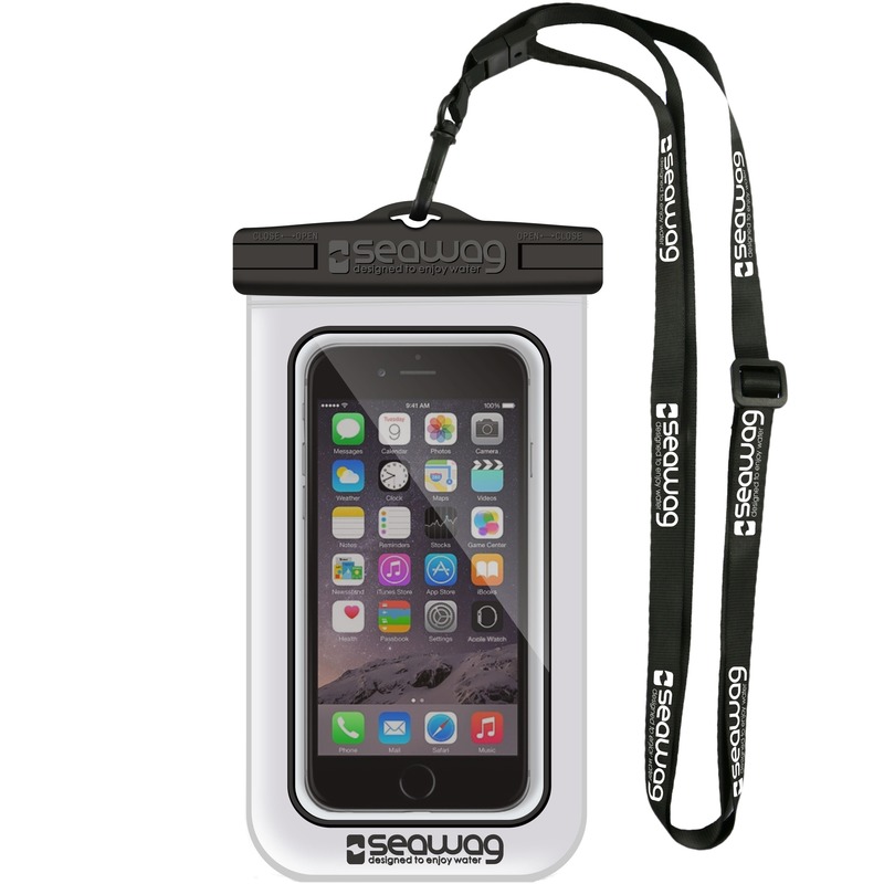 Wit/zwart smartphone/mobiele telefoon hoesje waterproof/waterbestendig met polsband