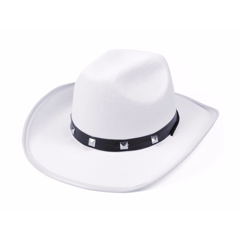 Witte cowboy verkleed hoed met studs
