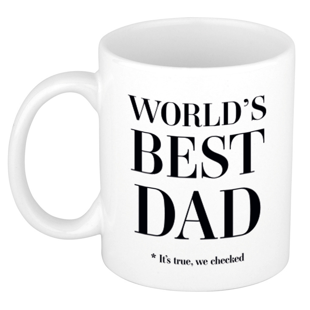 Worlds best dad cadeau koffiemok-theebeker wit 330 ml Cadeau mokken-Vaderdag
