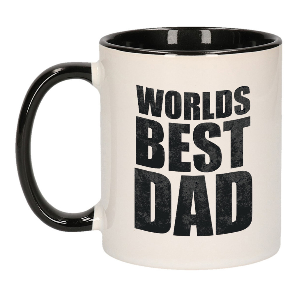 Worlds best dad mok-beker zwart wit 300 ml Cadeau mokken Papa- Vaderdag