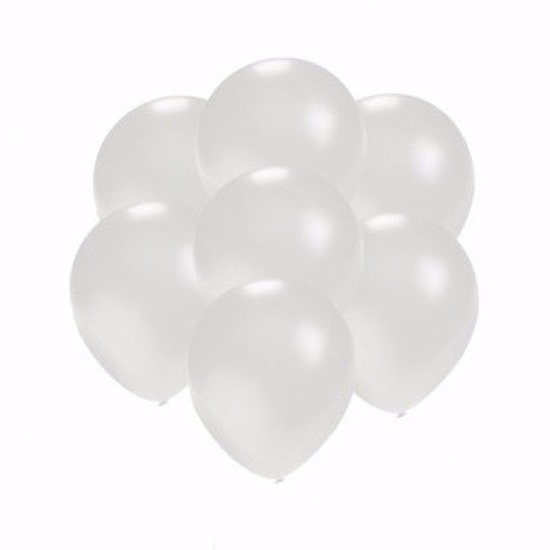 Zakje 50 metallic witte party ballonnen klein