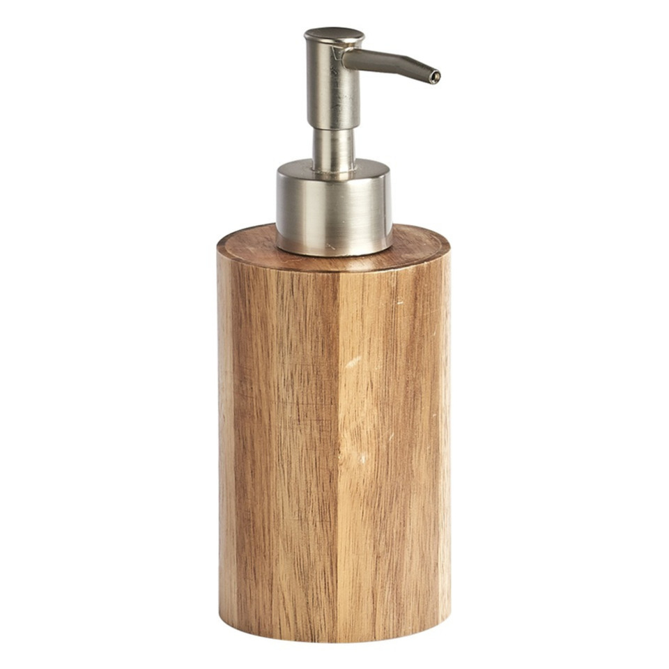 Zeeppompje-dispenser acacia hout D7 x H18 cm