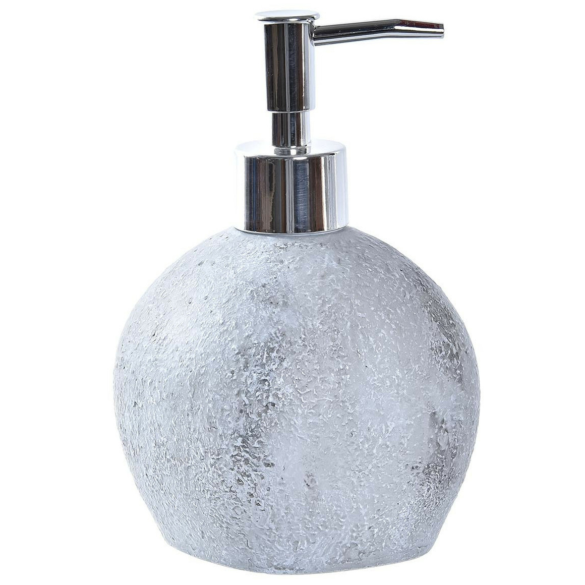 Zeeppompje-dispenser kunststeen-rvs in kleur cement grijs 15 cm