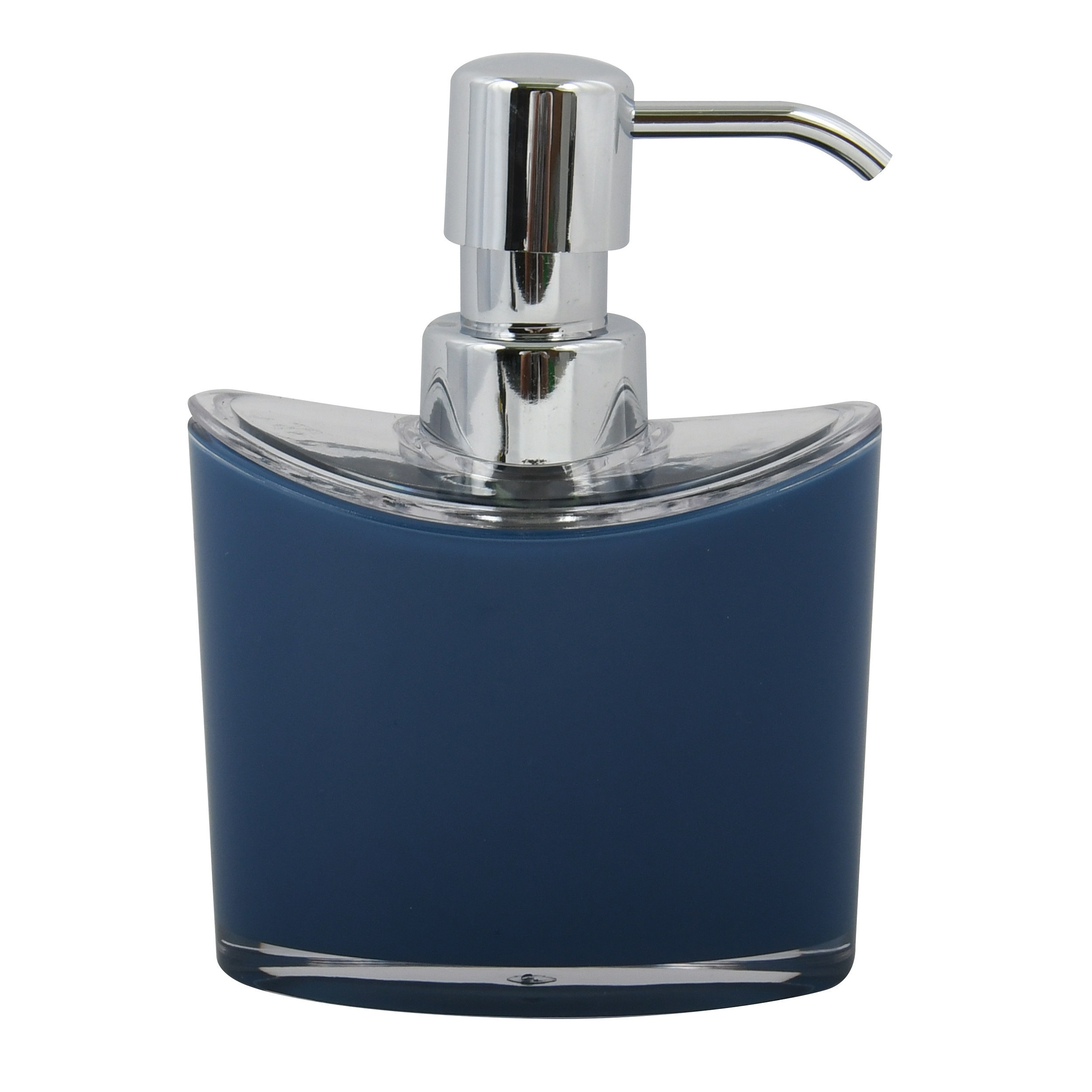 Zeeppompje-zeepdispenser Aveiro PS kunststof donkerblauw-zilver 11 x 14 cm 260 ml