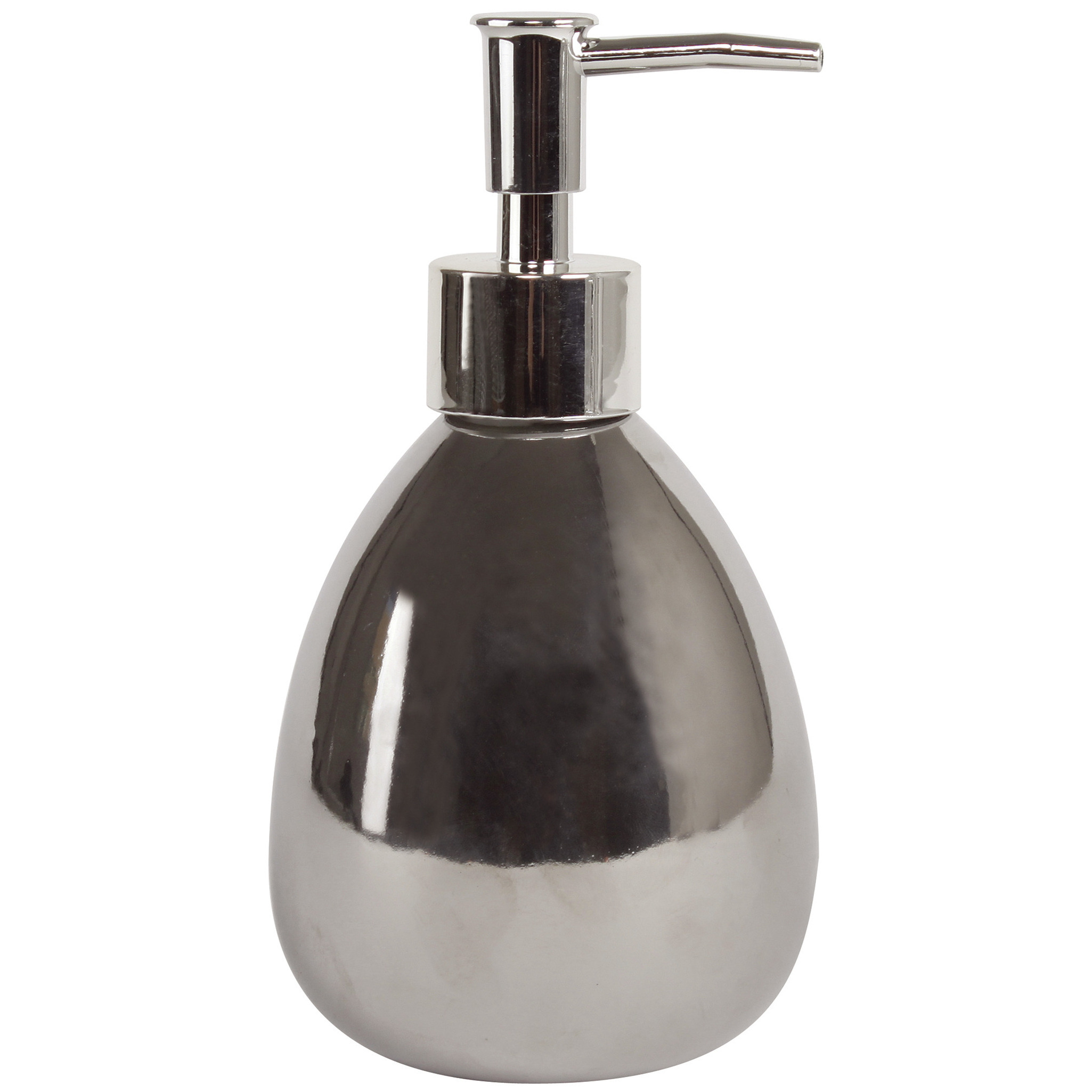 Zeeppompje-zeepdispenser Kymi keramiek zilver kleur 9 x 16 cm 260 ml