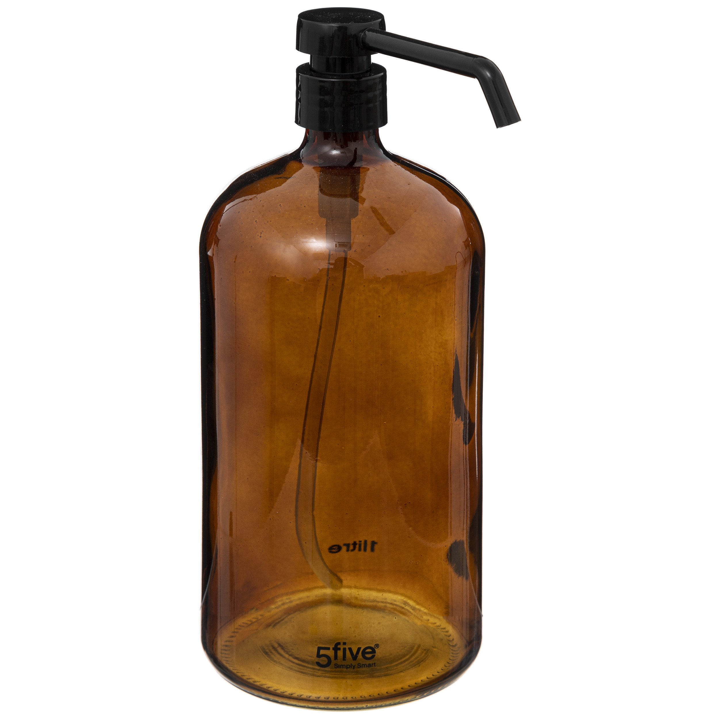 Zeeppompje-zeepdispenser van glas bruin 1 liter