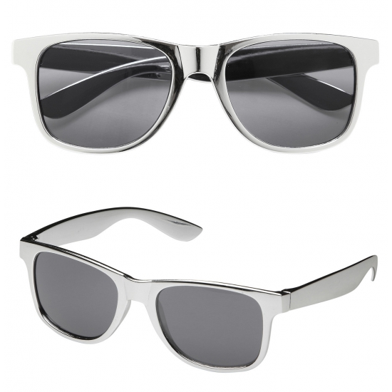 Zilveren feestbril met donkere glazen