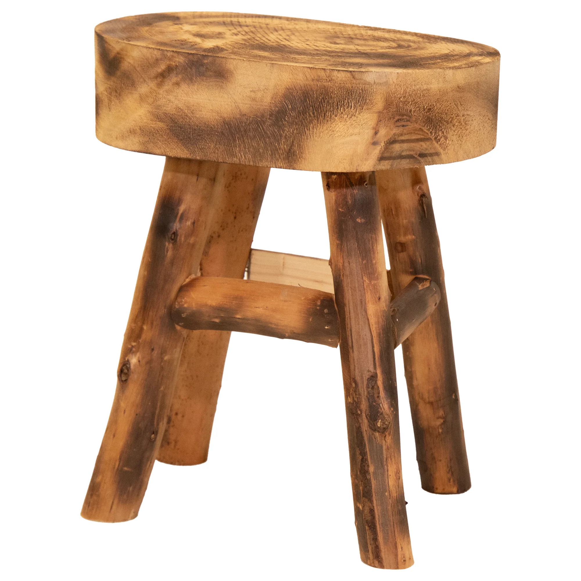 Zit krukje-bijzet stoel teak hout lichtbruin D29 x H35 cm