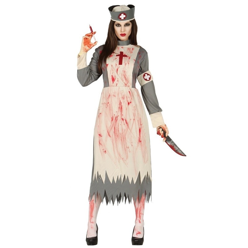 Zombie verpleegster verkleed jurk met hoedje voor dames