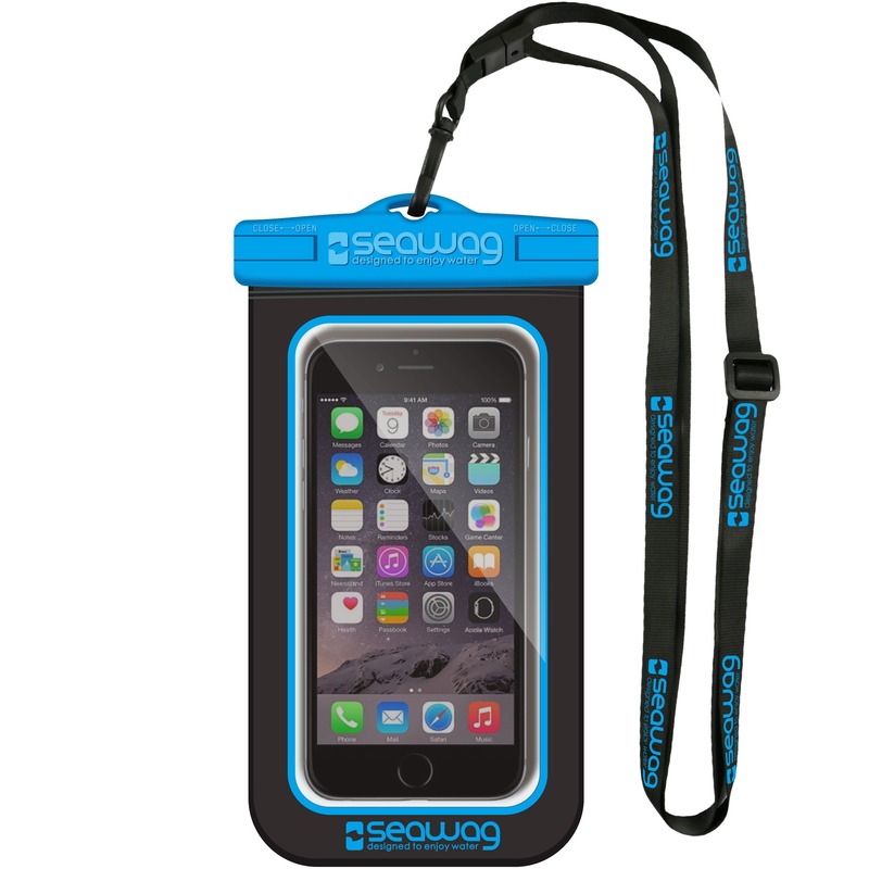 Zwart/blauw smartphone/mobiele telefoon hoesje waterproof/waterbestendig met polsband
