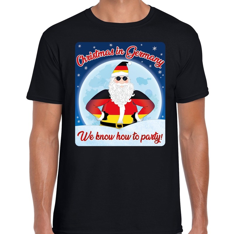 Zwart fout Duitsland kerst shirt-t-shirt Christmas in Germany we know how to party voor heren