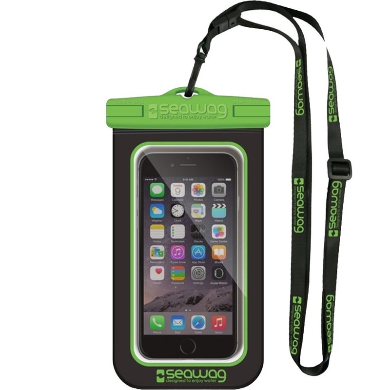 Zwart/groen smartphone/mobiele telefoon hoesje waterproof/waterbestendig met polsband