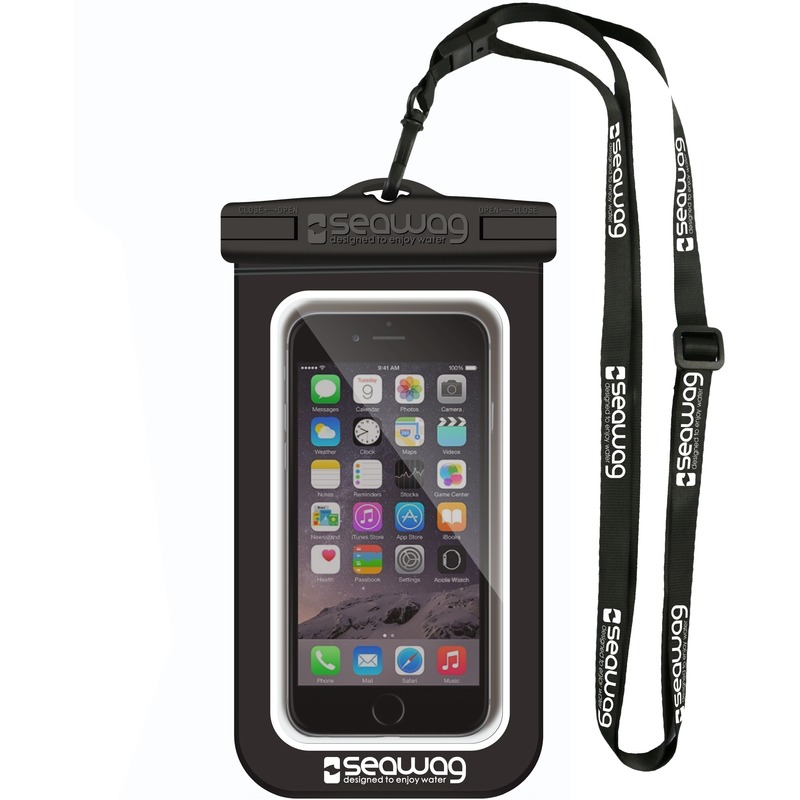 Zwart/wit smartphone/mobiele telefoon hoesje waterproof/waterbestendig met polsband