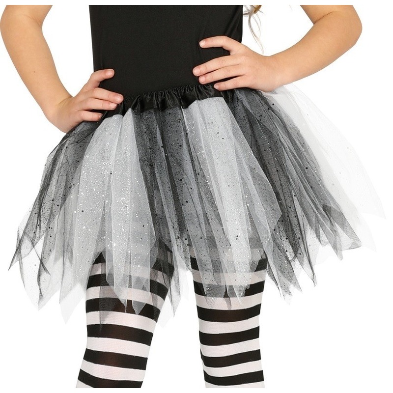 Zwart-witte verkleed petticoat voor meisjes 31 cm