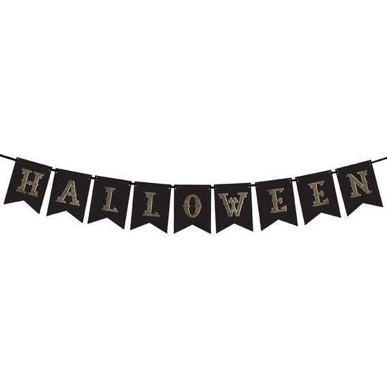 Zwarte Halloween decoratie vlaggenlijnen-slingers 175 cm
