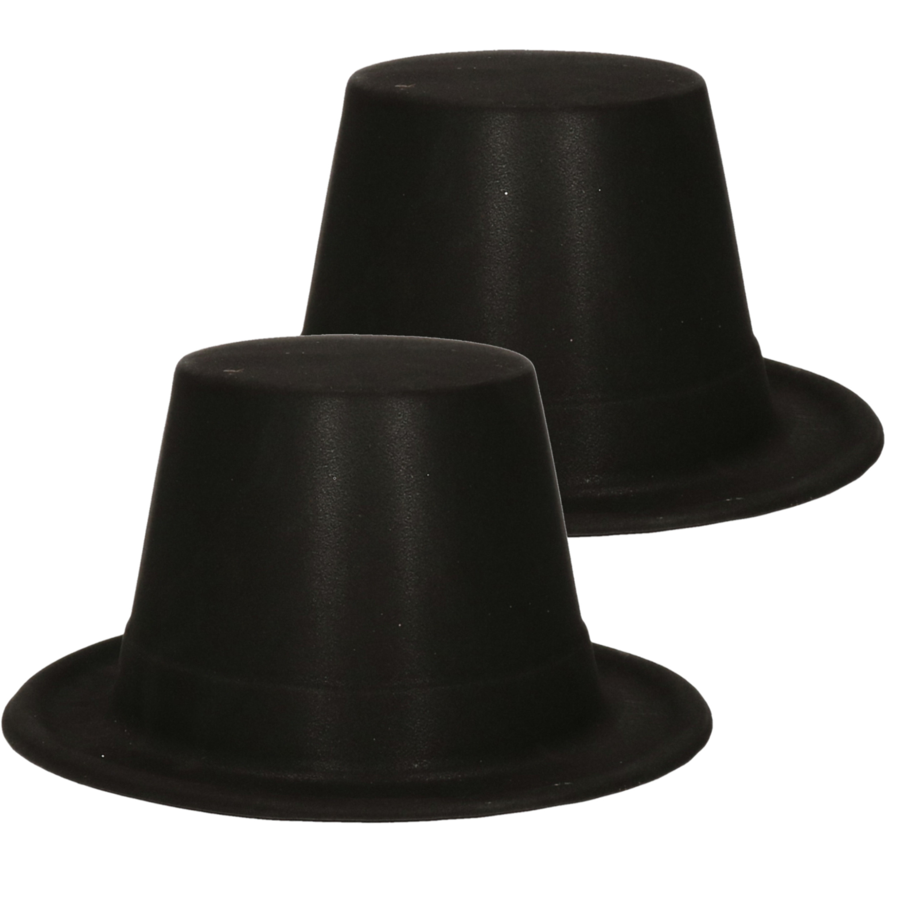 Zwarte hoge goochelaars hoed voor kinderen hoofdomvang 45 cm