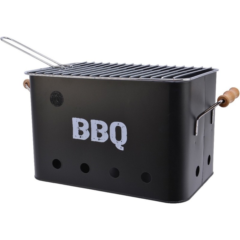 Zwarte rechthoekige emmer barbecue-bbq 33 x 21 cm van zink