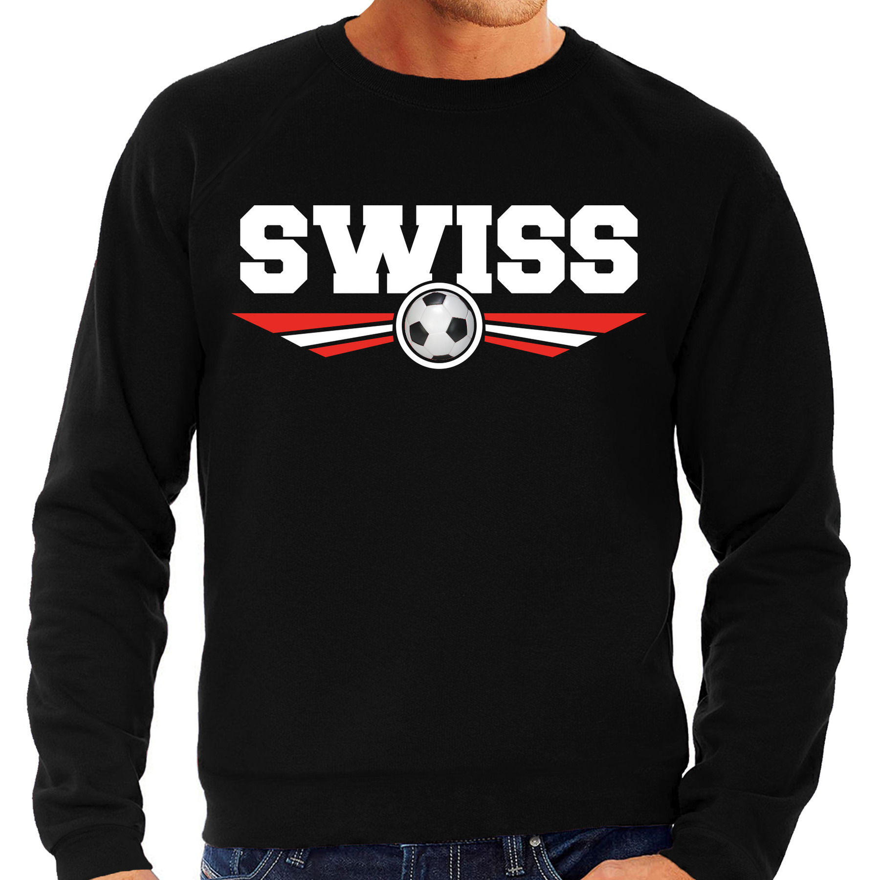 Zwitserland-Switzerland-Swiss landen-voetbal sweater zwart heren