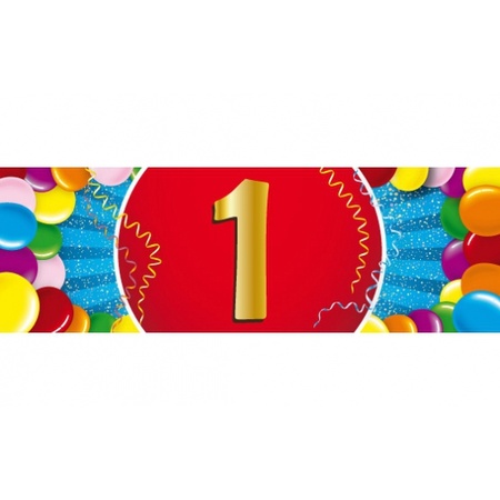 16 party ballonnen 1 jaar opdruk + sticker