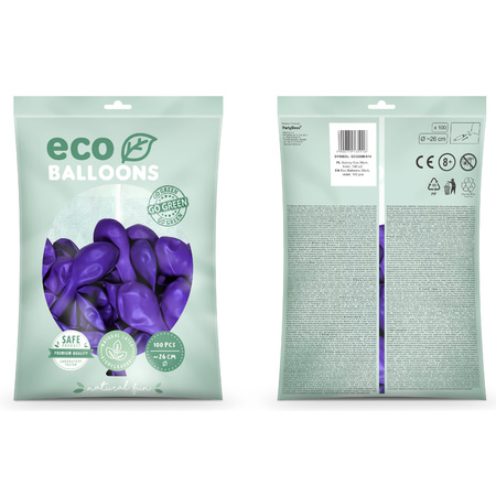 100x Purple balloons 26 cm eco/biodegradable
