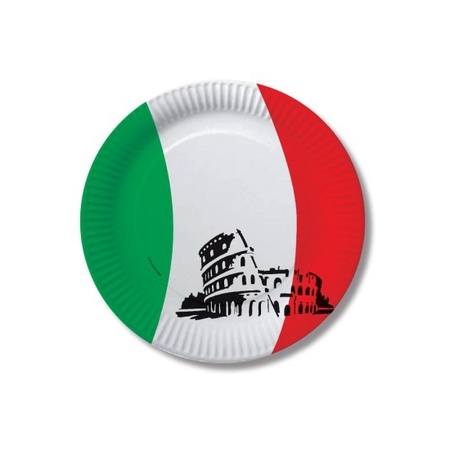 10x stuks Italie vlag thema kartonnen feest bordjes 23 cm