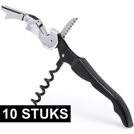 10x Black with silver SS corkscrews 3-in-1