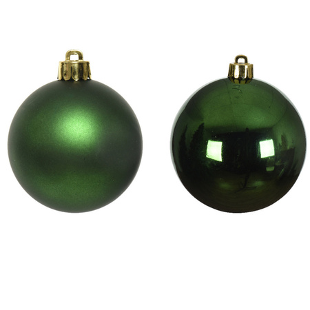 12x Donkergroene kerstballen 6 cm glanzende/matte kunststof/plastic kerstversiering