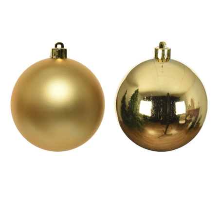 12x Gouden kerstballen 6 cm glanzende/matte kunststof/plastic kerstversiering