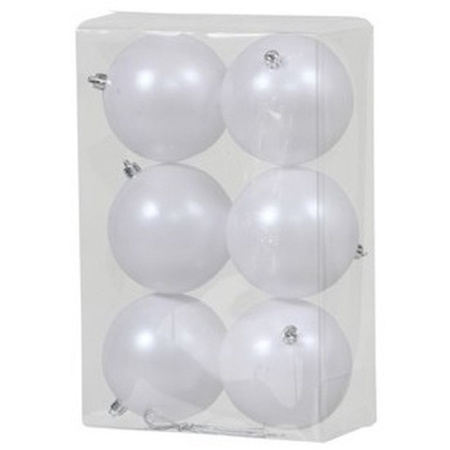 12x Witte kerstballen 10 cm matte kunststof/plastic kerstversiering