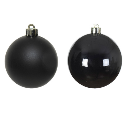 12x Zwarte kerstballen 6 cm glanzende/matte kunststof/plastic kerstversiering