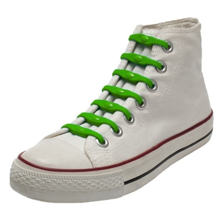 14x Veters strikken hulp groene elastische/elastieken schoenveters voor kinderen/dames/heren